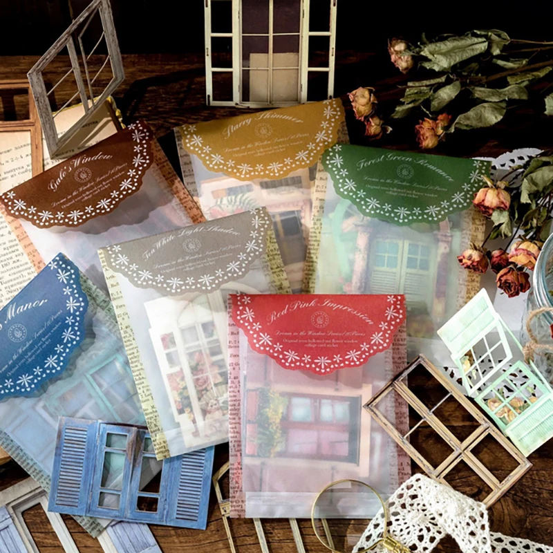 10Pcs Window Frame Stickers Decorative Stickers For Scrapbooking Supplies Junk Journal Kit Album Planner DIY Craft Embellishment