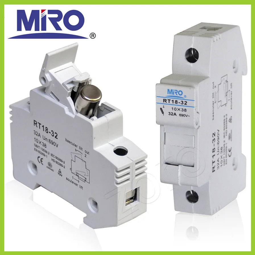 10 sztuk/partia podstawa bezpiecznika uchwyt bezpiecznika RT18-32 garnitur dla 10x38 RO15 RS15