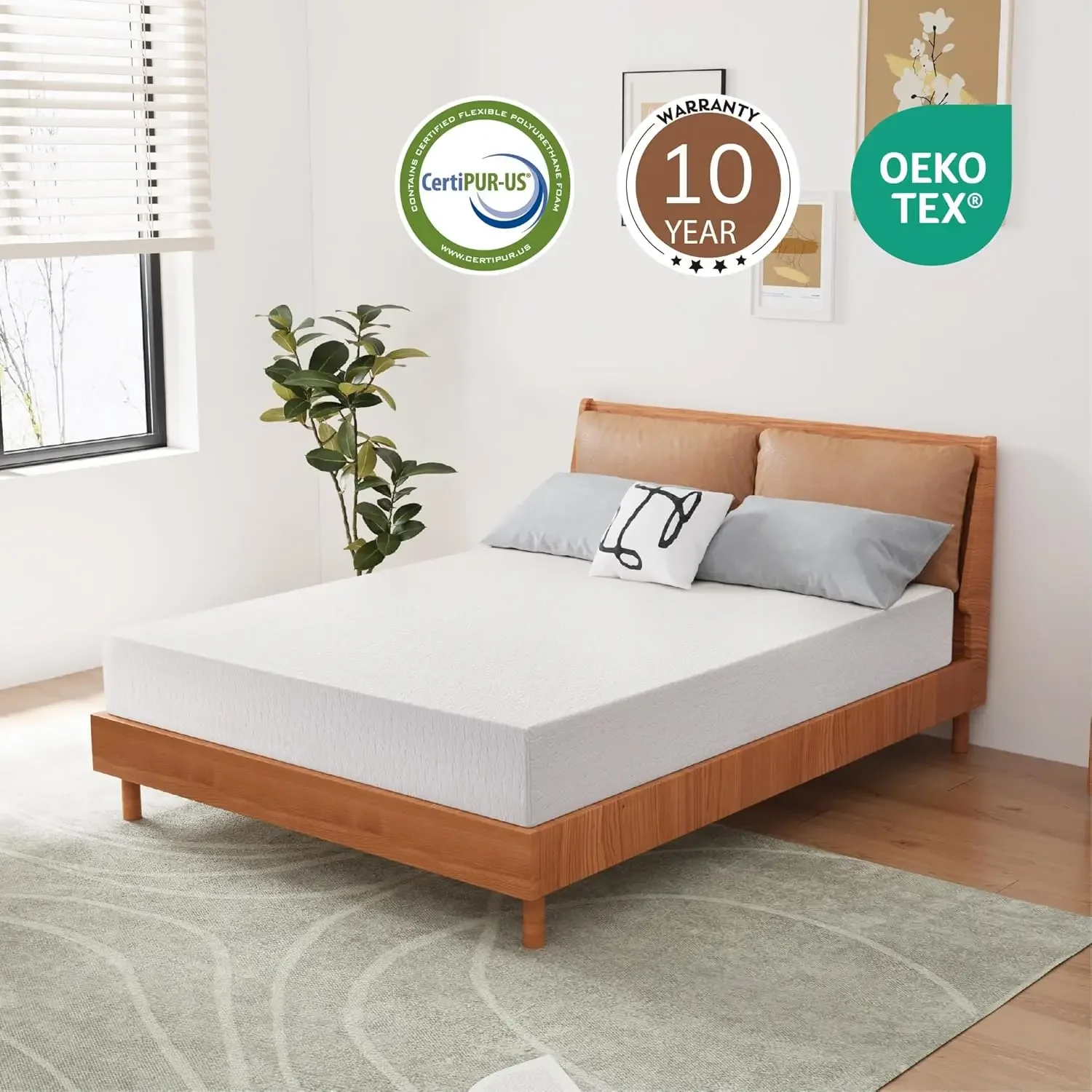 10 Inch King Size Mattress, Cooling Gel Memory Foam Mattress,Green Tea Mattress, Bed Mattress in a Box, Pressure Relieving,