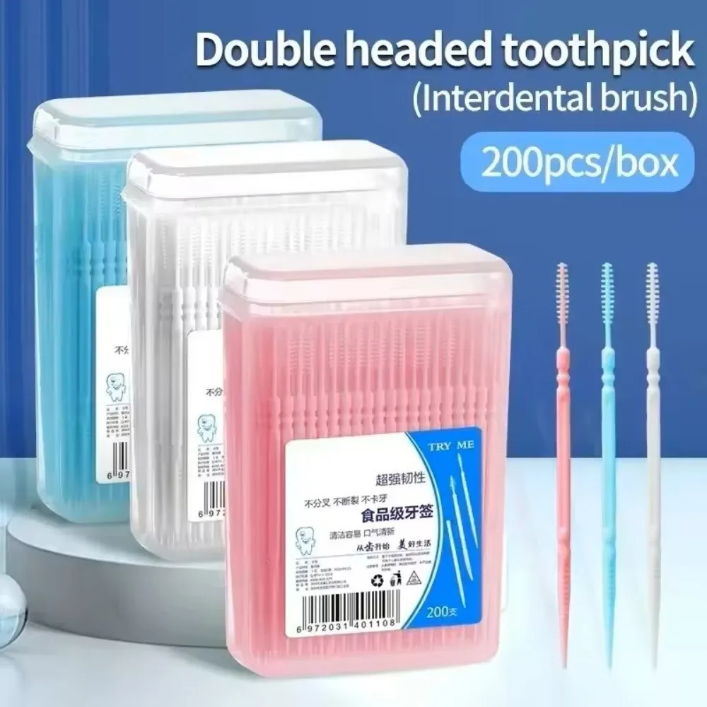 200Pieces/Box High Quality Double Head Toothpick Ultra Fine Portable Disposable Flosser Teeth Care Sticks Household
