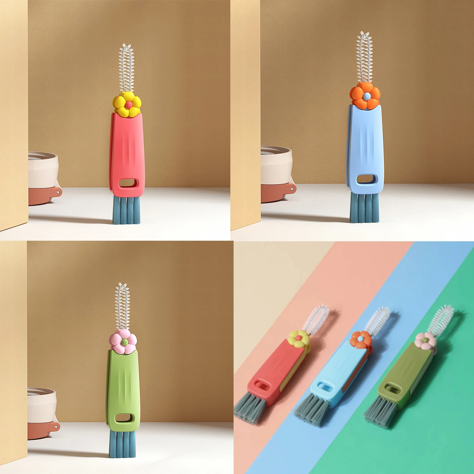 Multifunctional Cup Cleaning Brush Space-Saving Design Straw Cleaner Brush Suitable for Various Cups and Bottles IMNT