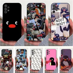 Cartoon Pingu Penguin Phone Case For Samsung S25,S24,S23,S22,S20,S21,S10,Ultra,Plus,Lite,FE,Soft Silicone Black Cover