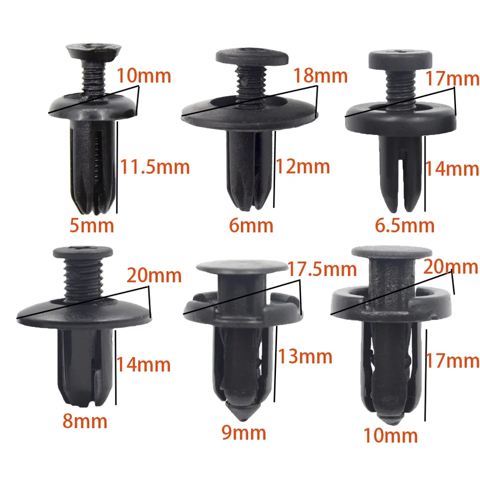  High Quality 5mm 6mm 7mm 8mm 9mm 10mm Hole Car Retainer Plastic Clips Fasteners Auto Trim Panel Clip Mixed Car Body Bumper Rivet 