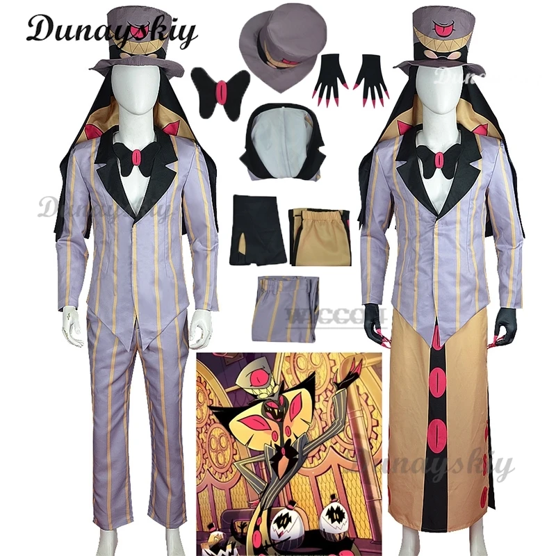 

Hazbin Sir Pentious Cosplay Costume Hat Hotel Suit Snake Anime Uniforms Clothes Demon Cosplay Tooth Halloween Party Mens Outfit