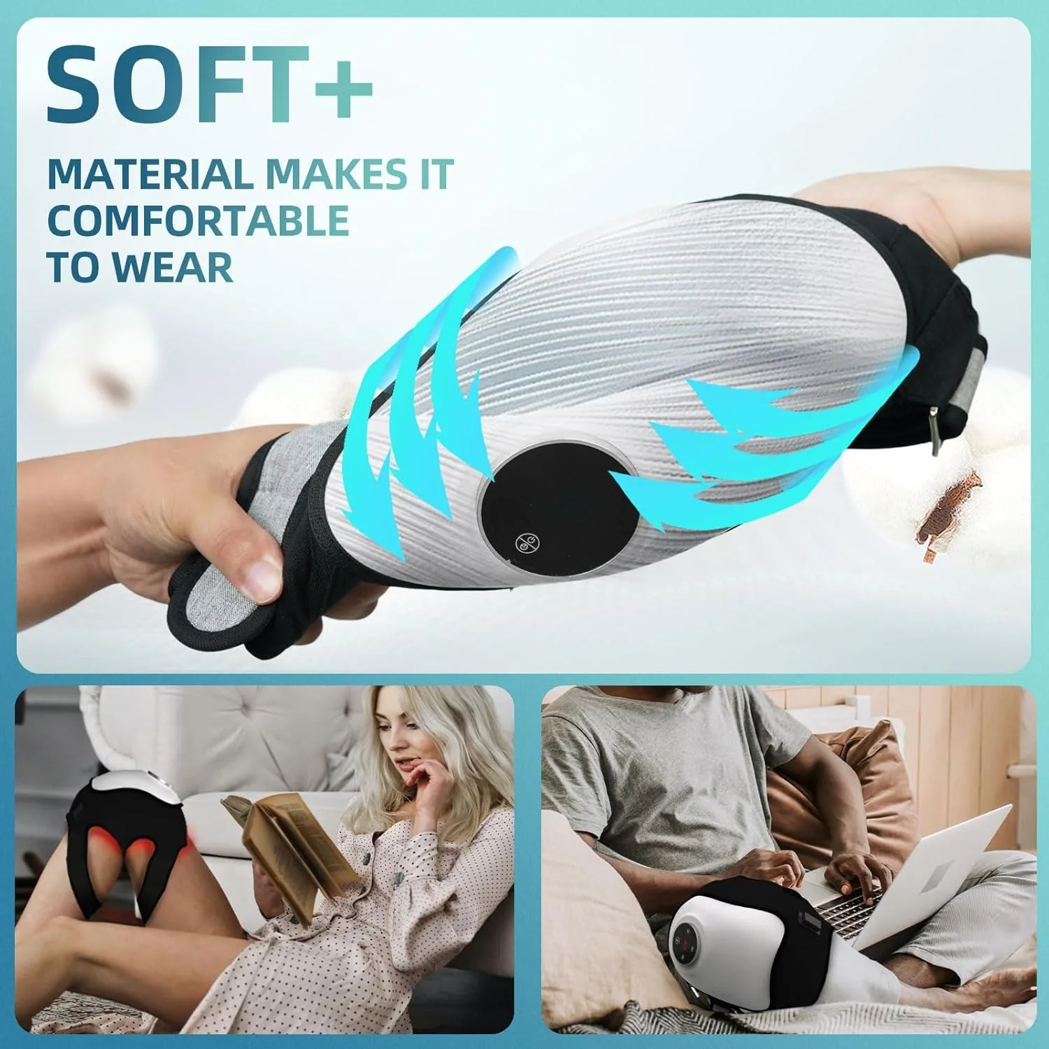 Knee Massager Red Light Therapy Device 880nm 660nm 630nm 70pcsx3 in 1 210Beads Infrared Vibration Massage for Joint Pain Relief view 6