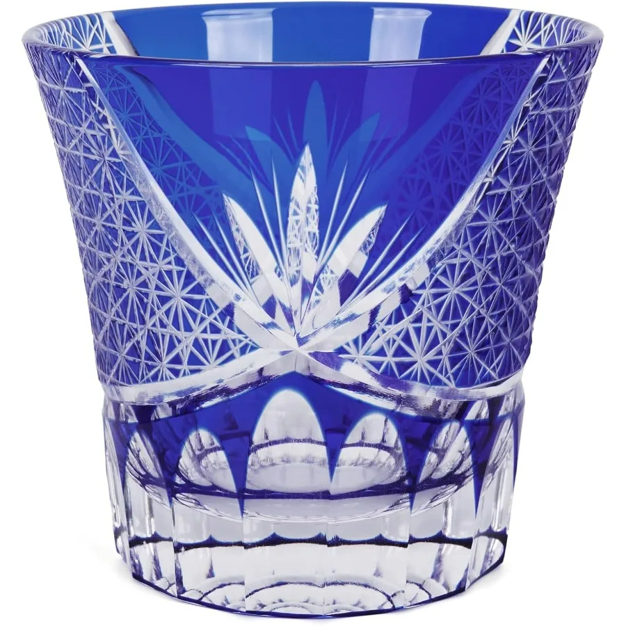 

Edo Tokyo Kiriko Очки для виски в японском стиле Роскошные ручной работы с высокой прозрачностью Кристалл Royal Lucky Blue Pattern Crystal C