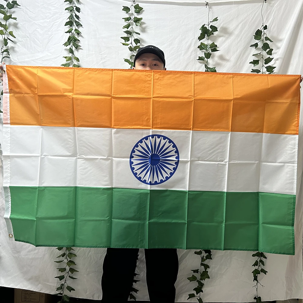 （TIKI FLAG） India Flag 3x5fts  90x150cm polyester In Ind India Indian National hanging Flag for home decoration
