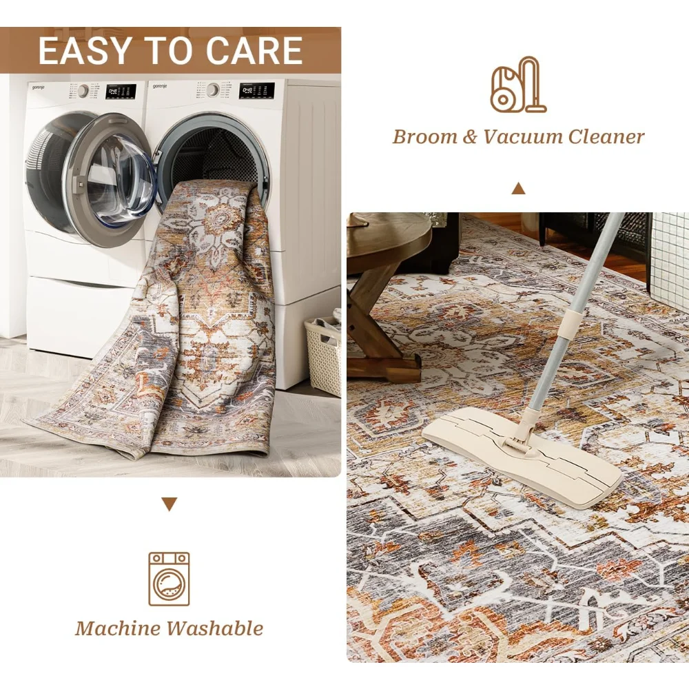 

Washable Area Rug 8x10, Large Soft Rugs for Living Room Stain Resistant Non-Slip Backing Rugs for Bedroom, Rug