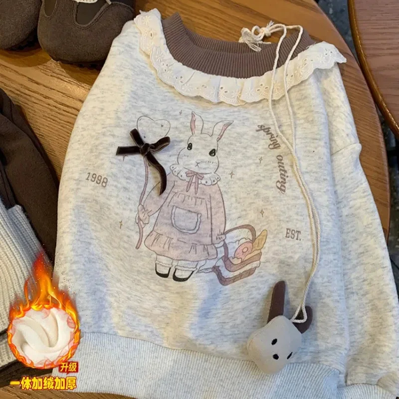 

Girls Padded Sweater Winter Children's Warm Pullover Autumn Fleece Tops New Kids Cartoon Cute Coat Baby Sweet Casual Clothes