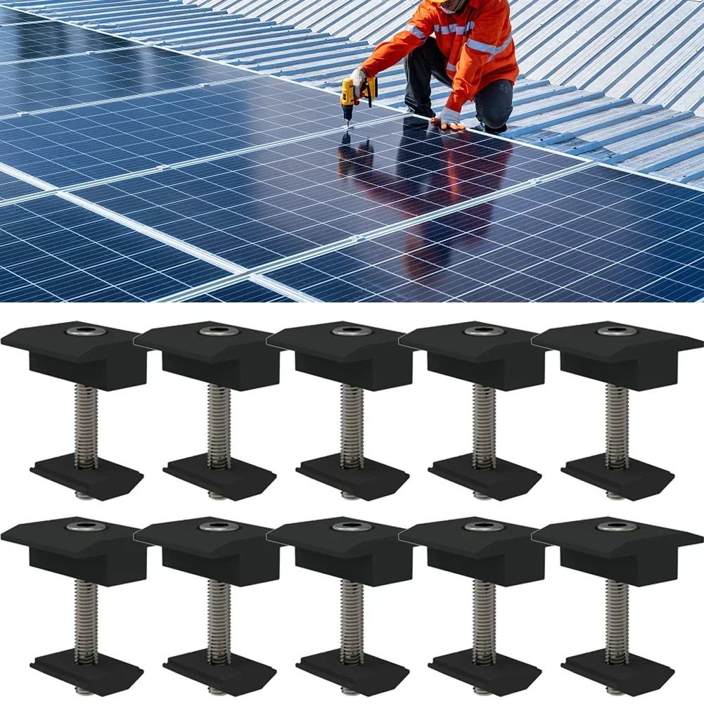 10Pcs Solar Panel Medium Clamp Adjustable Bracket Clamp Wide Photovoltaic Support For Solar Panel System Mounting Accessories NE