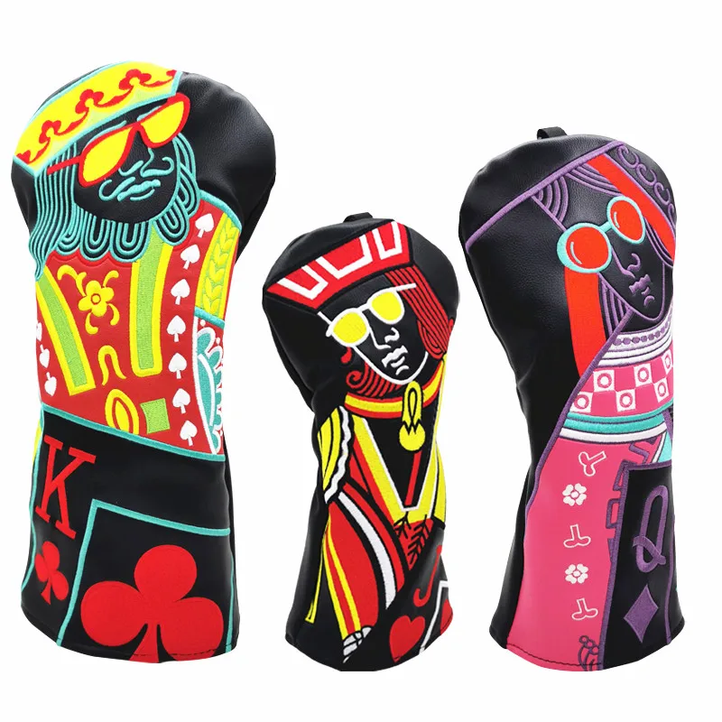 

Golf Club Wood Headcovers Driver Fairway Woods Hybrid Cover Golf club head protective sleeve Character embroidery