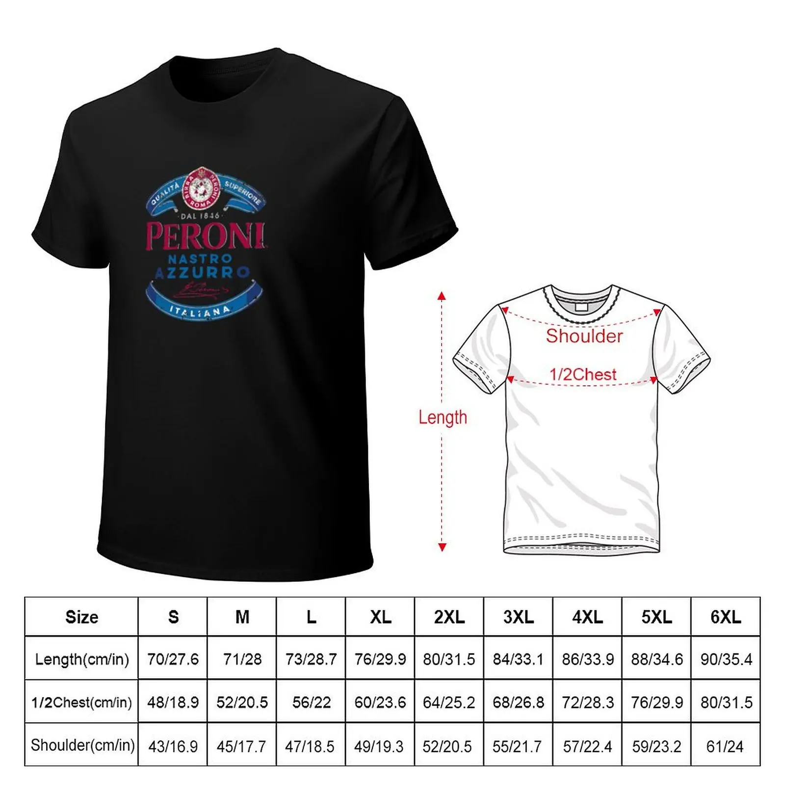 Peroni Nastro Azzurro Italy T-Shirt Comfortable Workout Short Sleeve Shirt