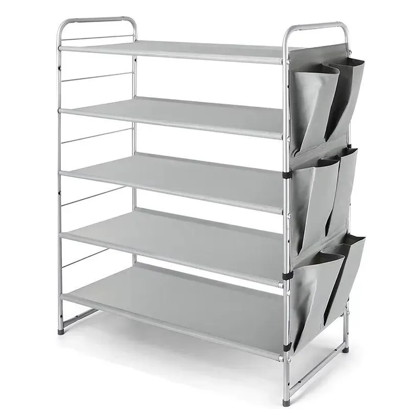 Simple Foldable Metal Shoe Rack Storage Cabinet Iron Entrance Organizer for Household