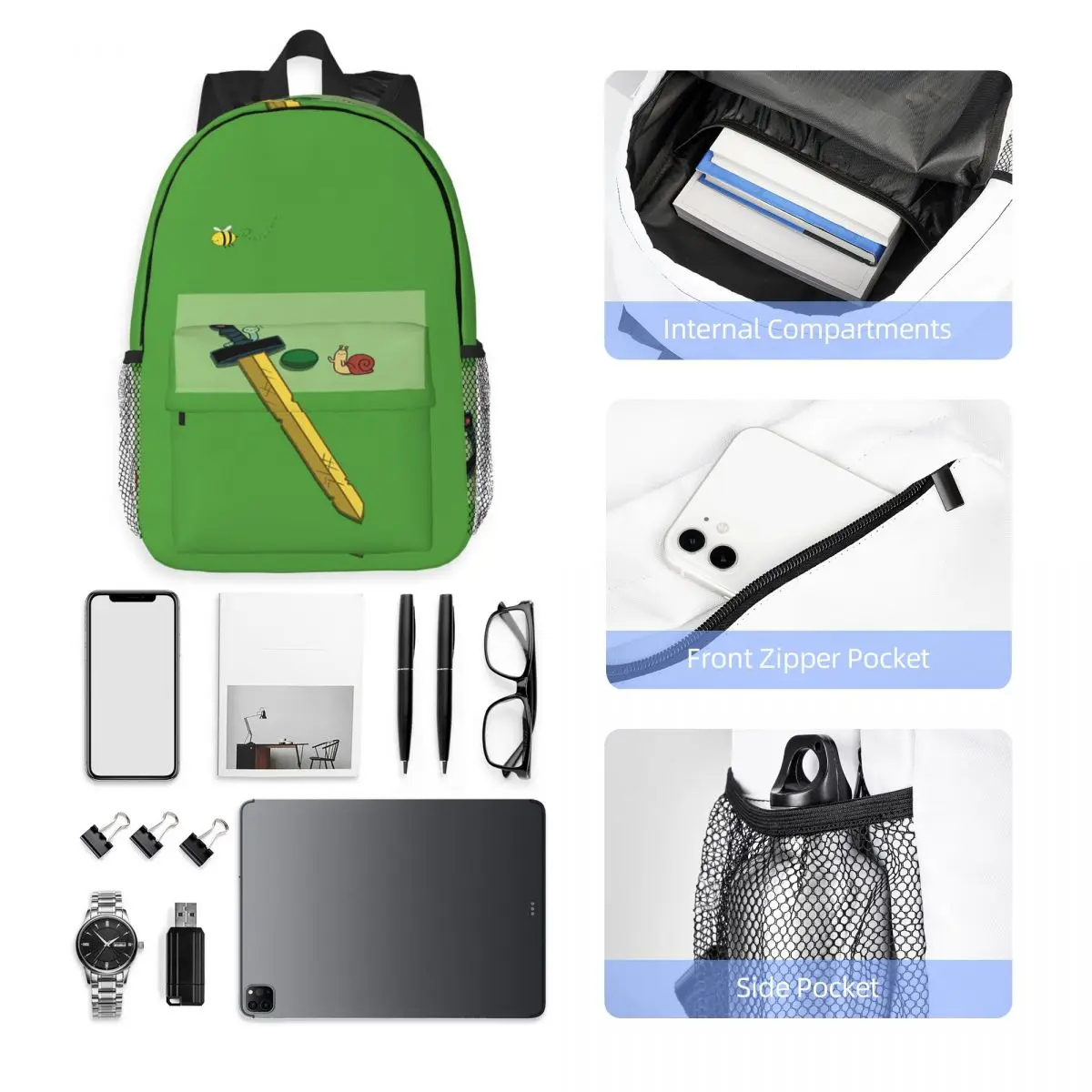 Finn The Human Adventurer Backpack Backpack Hot Sale Daypack Large Capacity Boy Girl BookBag Shoulder Bags Men Women School Bag