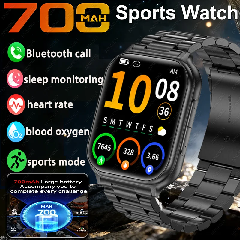 

Новые модные умные часы для мужчин 1,83 дюйма 240*284 HD экран Bluetooth вызов кислород в крови спортивные умные часы женские уличные военные