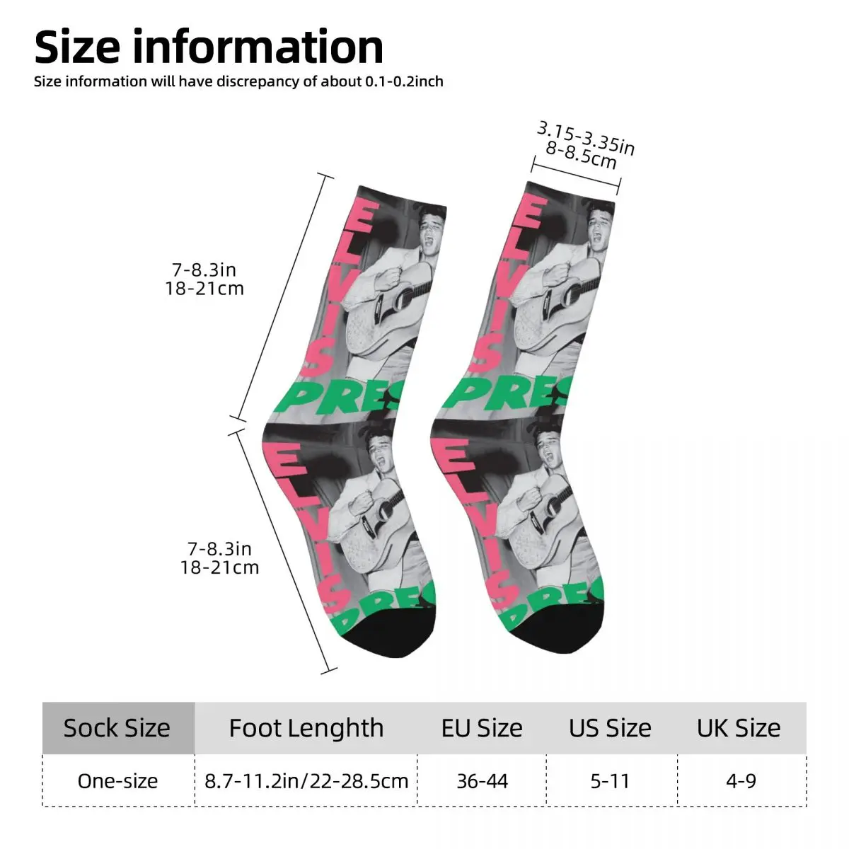 Funny Crazy Sock for Men Album Hip Hop Harajuku E-Elvis Singer Presley Happy Quality Pattern Printed Boys Crew compression Sock