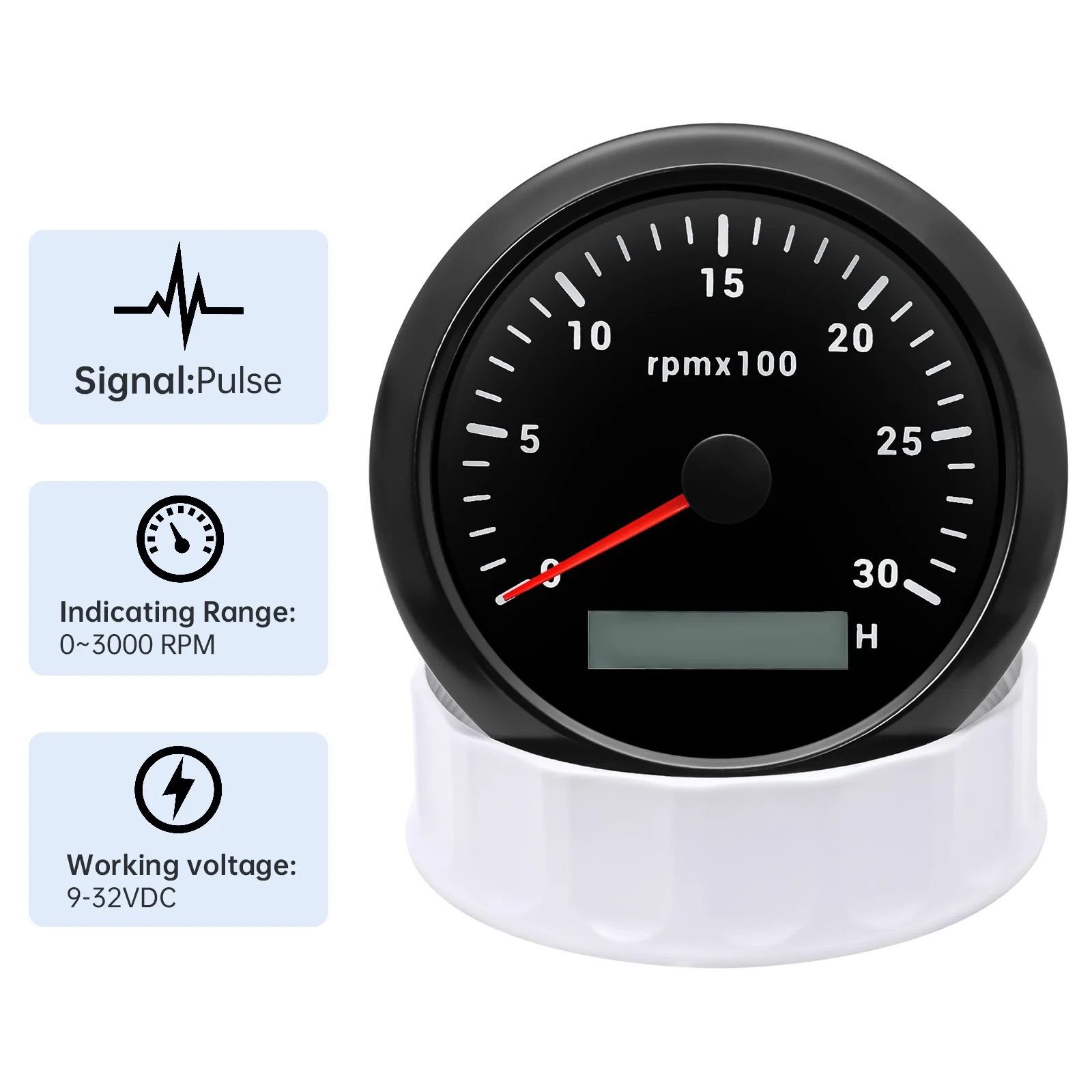 RPM Meter Tachometer for Car Truck Boat 85mm 3k RPM Speed Gauge Motor Digital Hour Meter Tach Sensor 7 Color Backlight 12V 24V