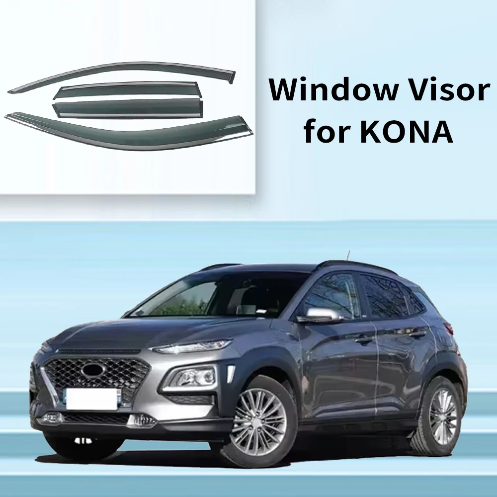 

Хромированные полоски, защита от дождя для HYUNDAI KONA Kauai ENCINO 2017-2021, оконный козырек, ветровые дефлекторы, дверной козырек, вентиляционные шторы, вентиляционный козырек