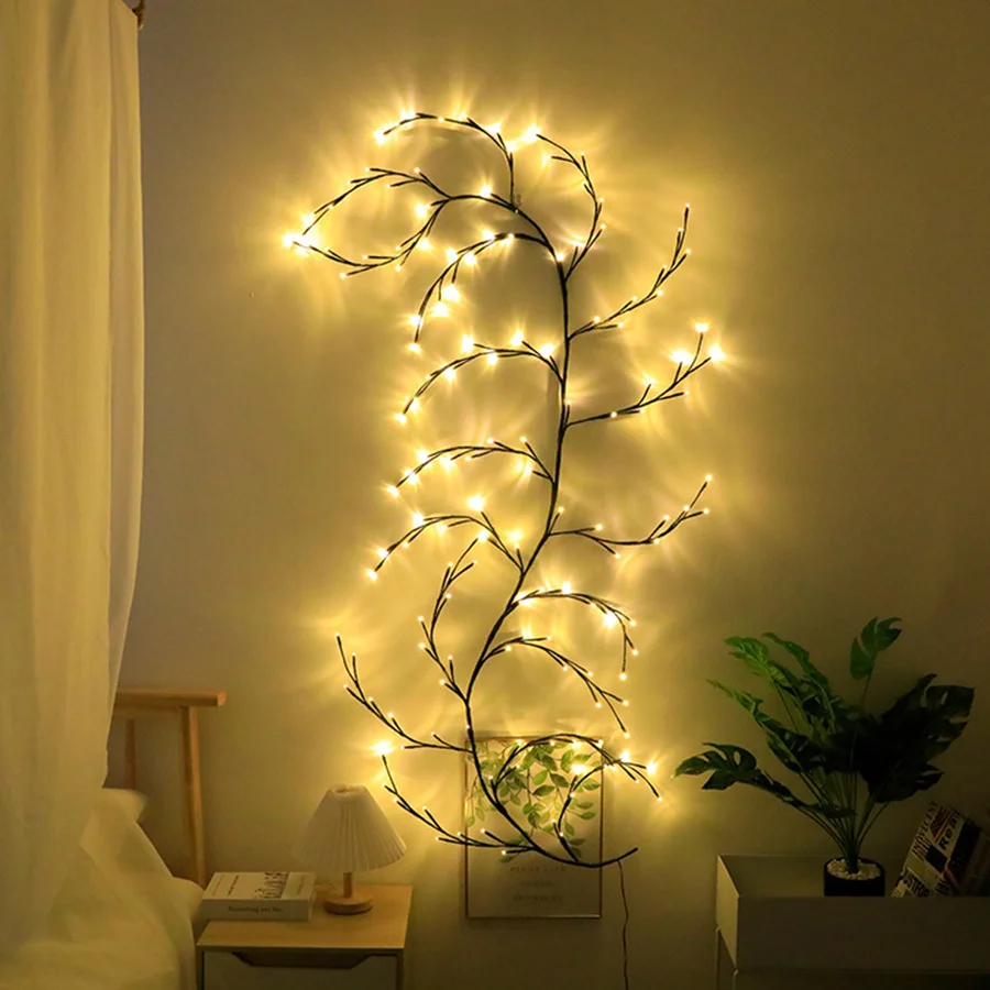 2023 New LED Vines Light Flexible DIY Willow Vine Branch Christmas Garland Fairy Lights for Room Wall Party Wedding Home Decor