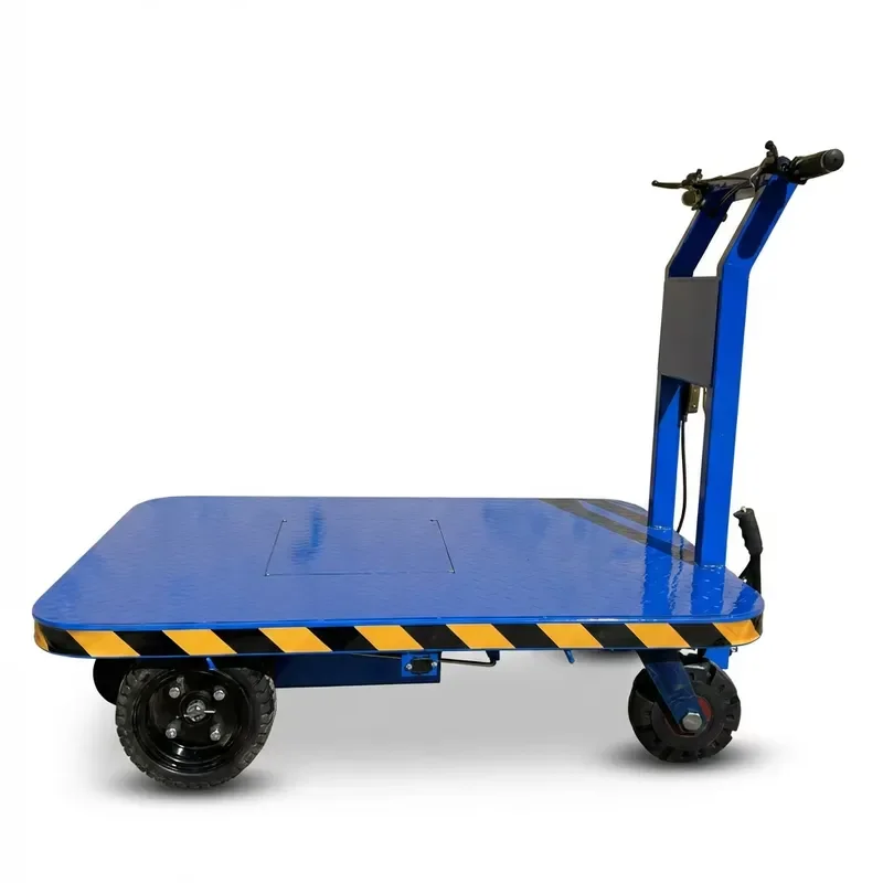 1200W OEM Electric Platform Truck 500kg Capacity 1100lbs Load Flatbed Cart 48V 20Ah Industrial Wagon Guardrail Storage &