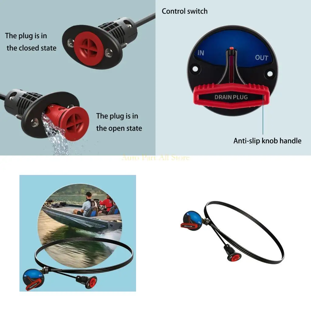 

J0MA Leak Proof Drain Plug Sealing System Remote Drain Plug Replacement Accessories 9.8ft Actuator for Boats Easy to Operate