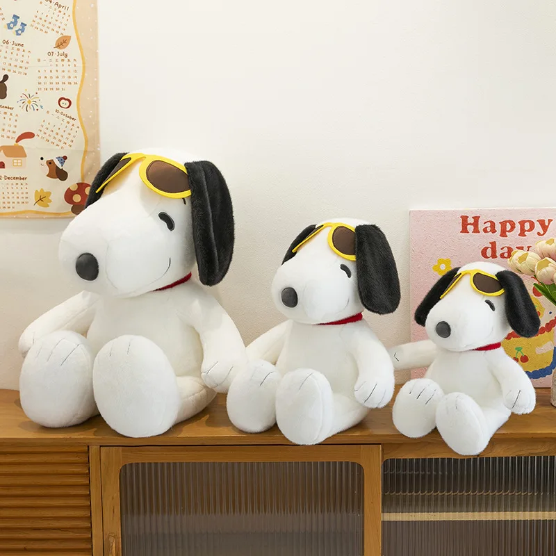 Kawaii Plush Toy Snoopy Stuffed Doll Cute with Sunglasses Cartoon Dog Plushie Kids Birthday Gift for Children Soft Filled Doll