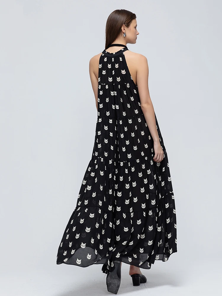 ZEAMOD 2024 Fashion women 14mm crepe chine Bohemian polka dot print sexy women\'s dress