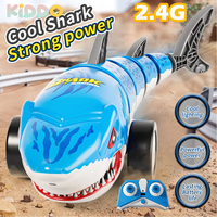 2.4g Remote Control Shark Car Light 360 Degree Rotating 3D Spin Swing Tail Children Toy Remote Control Car Toys for Kids Gifts