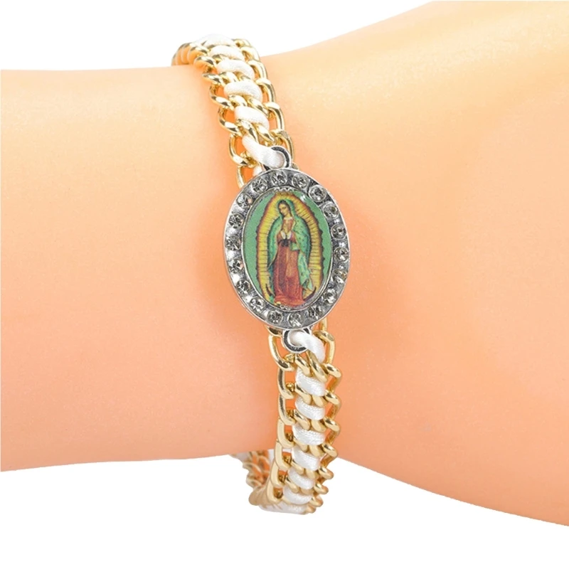 Religion Alloy Virgin Mary Handmade Braid Bracelets Are Given To Men Or Women As Gifts And Prayer 4 Color Can Choose