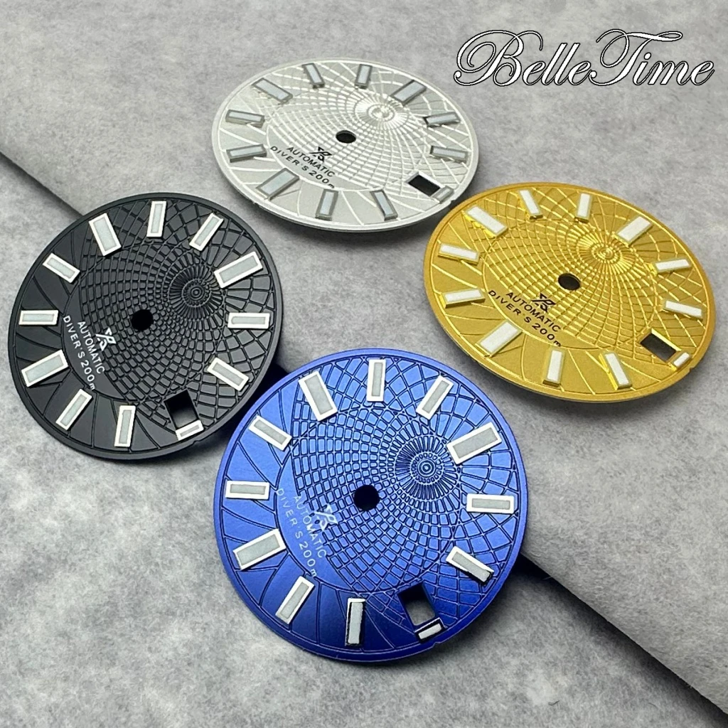 28.5mm NH35 Dial Single Calendar Watch Dial White/Blue/Black/Sky Blue Fit NH35 NH36 Movement Green Luminous  Dial Accessories