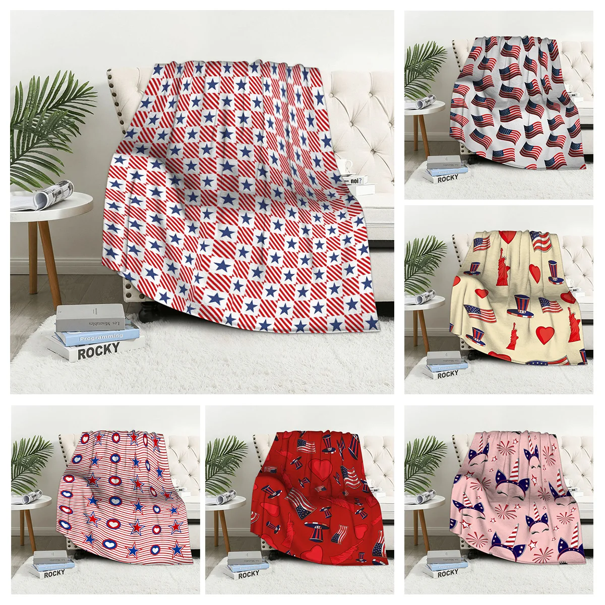 

Home decoration plush Throw Sofa blanket Bedspread bed fluffy soft blankets decor Plaid Modern nordic retro American style ins