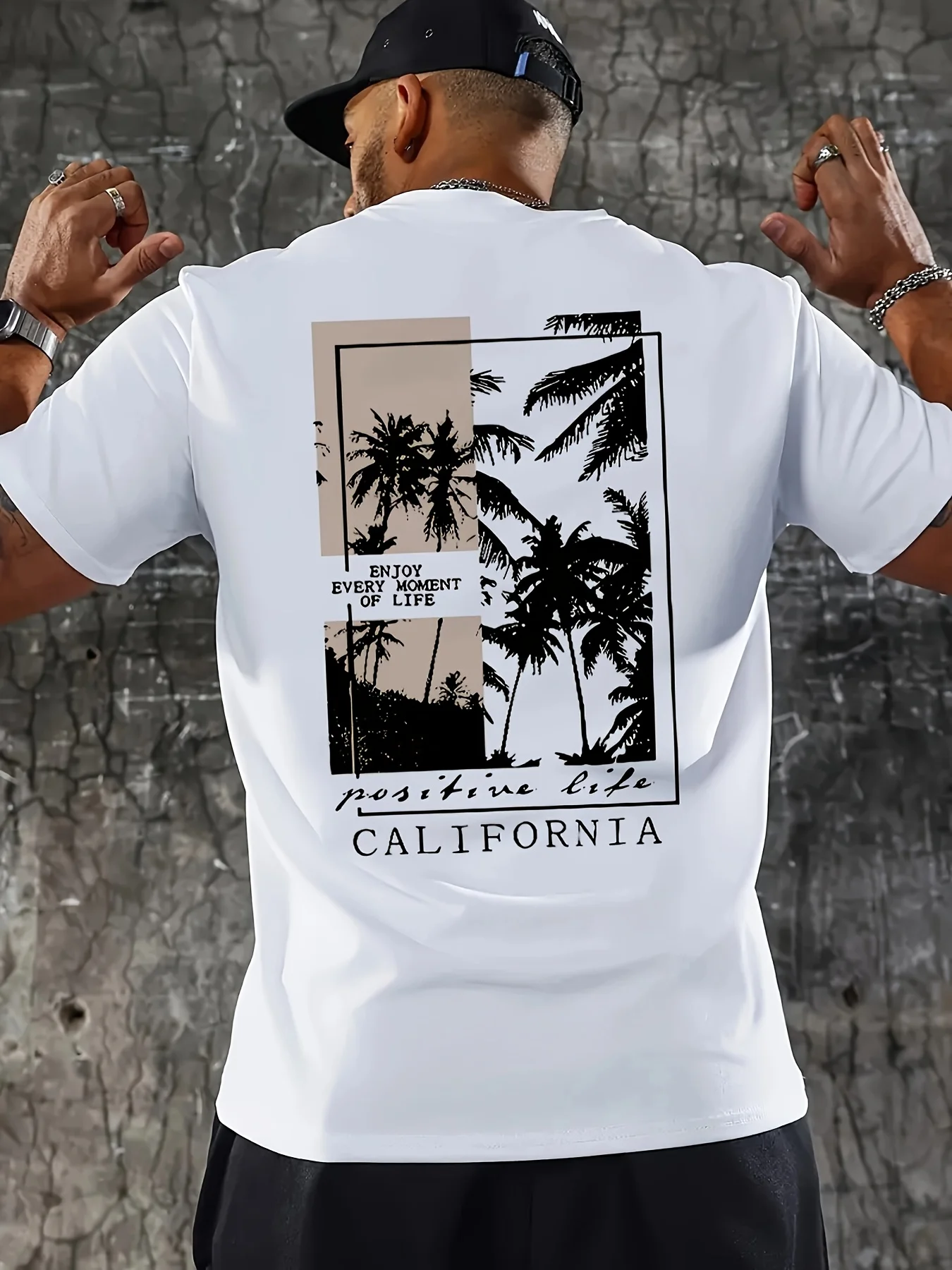 

California Palm Tree Графический принт Лето Осень Зима Элитный бренд из чистого хлопка Мужская и женская футболка с коротким рукавом