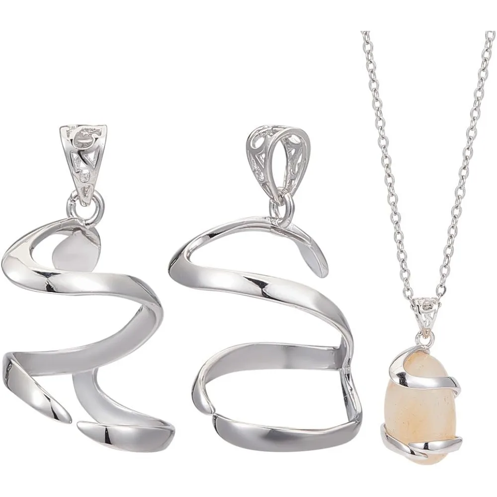 

1 Pc Pendant Blank for Irregular Shape Gemstones 925 Sterling Silver Prong Charm Base Platinum Hollow Claw Pendant kit