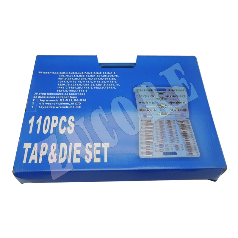 Juego de grifo y troquelado, 110 Uds., M2-M18 métrico, herramientas de llave de corte de roscado manual, acero de tungsteno para módulos de precisión de máquinas herramientas