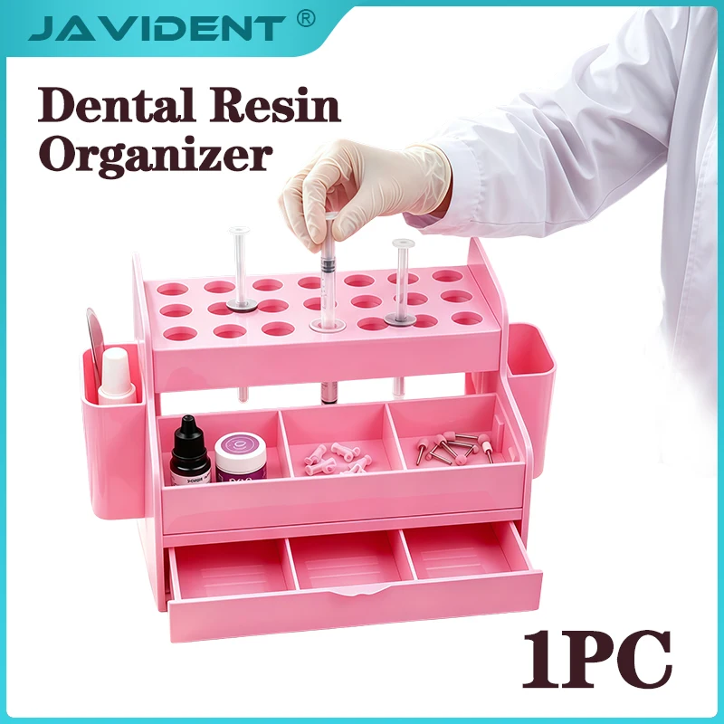 Dental Acrylic Composite Applicator Dispenser Storage Rack Syringe Tools with Drawer Storage Box Dentist Accessories Organizer