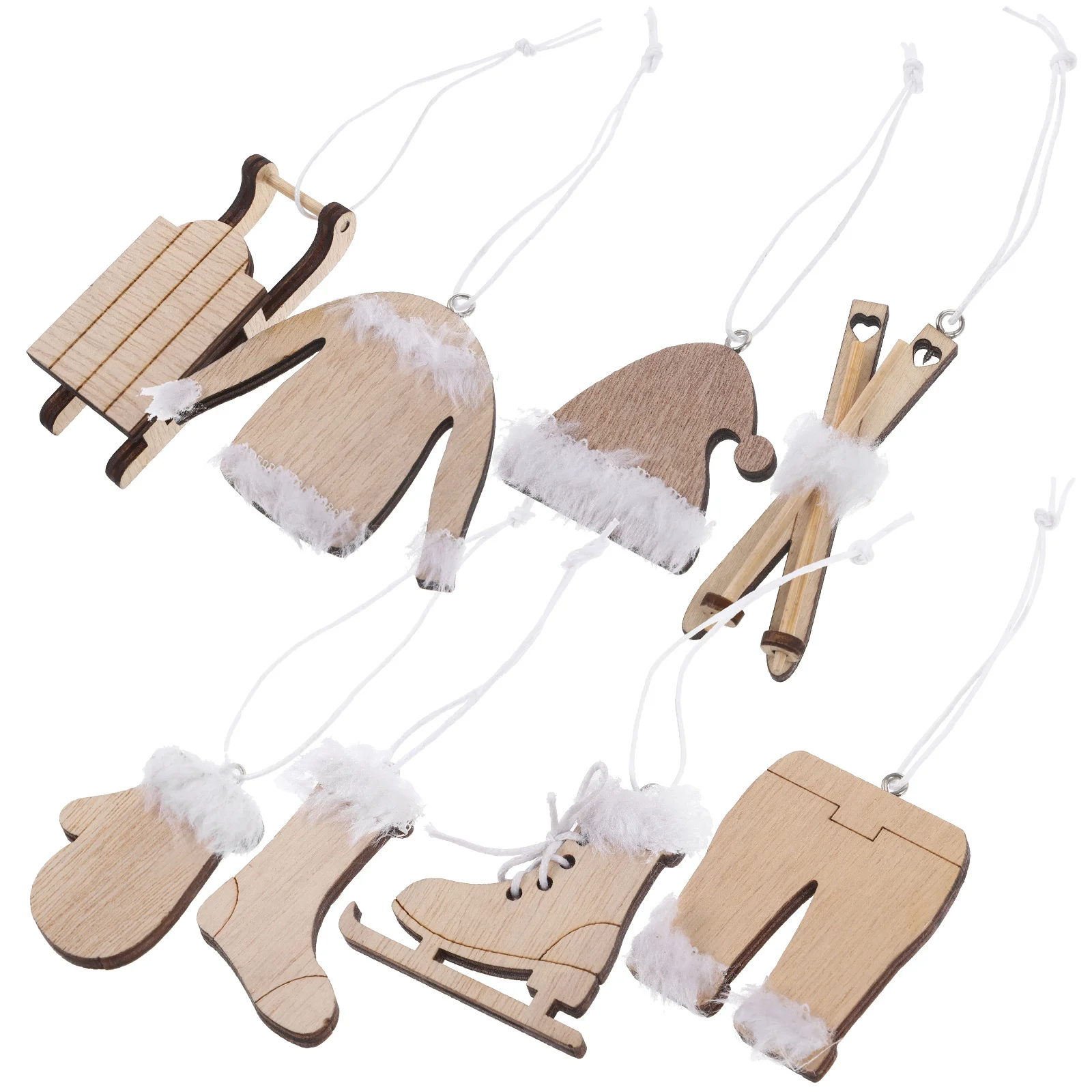 

8Pcs Christmas Tree Ornament Wooden Sleigh Decor High-Quality Production Process Perfect Addition Wooden Sleigh Decors