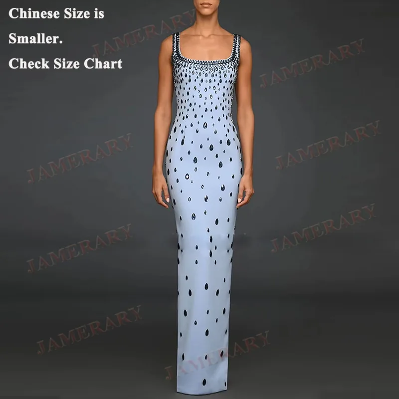 Sommer Herbst Luxus Formale Abendkleider Frauen Diamant Mantel Langes Kleid Weibliche Ärmellose Prom Party Hochzeit Vestidos Blau