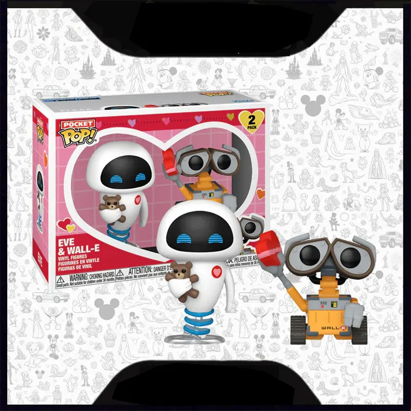 Pocket Pop! EVE & WALL-E 2-Pack Action Figures Funko Robot Walle Model Toys Limited Edition Valentine Gifts Collectible Toys