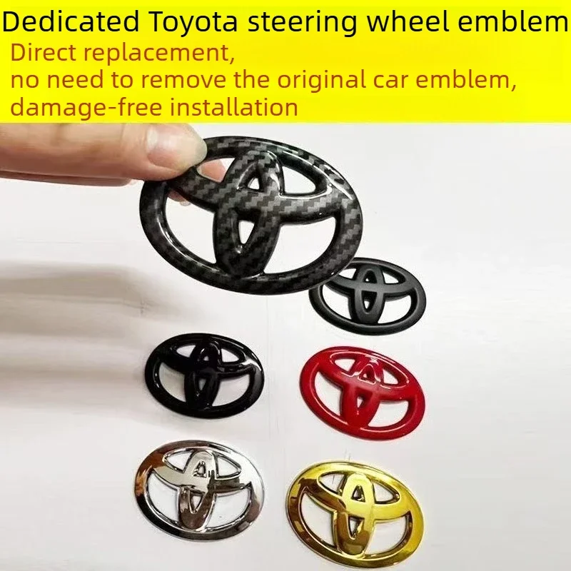 

steering wheel Toyota logo ABS For Toyota Coorolla Camry reiz RAV4 Crown Avalon CHR car logo sticker label modified accessories