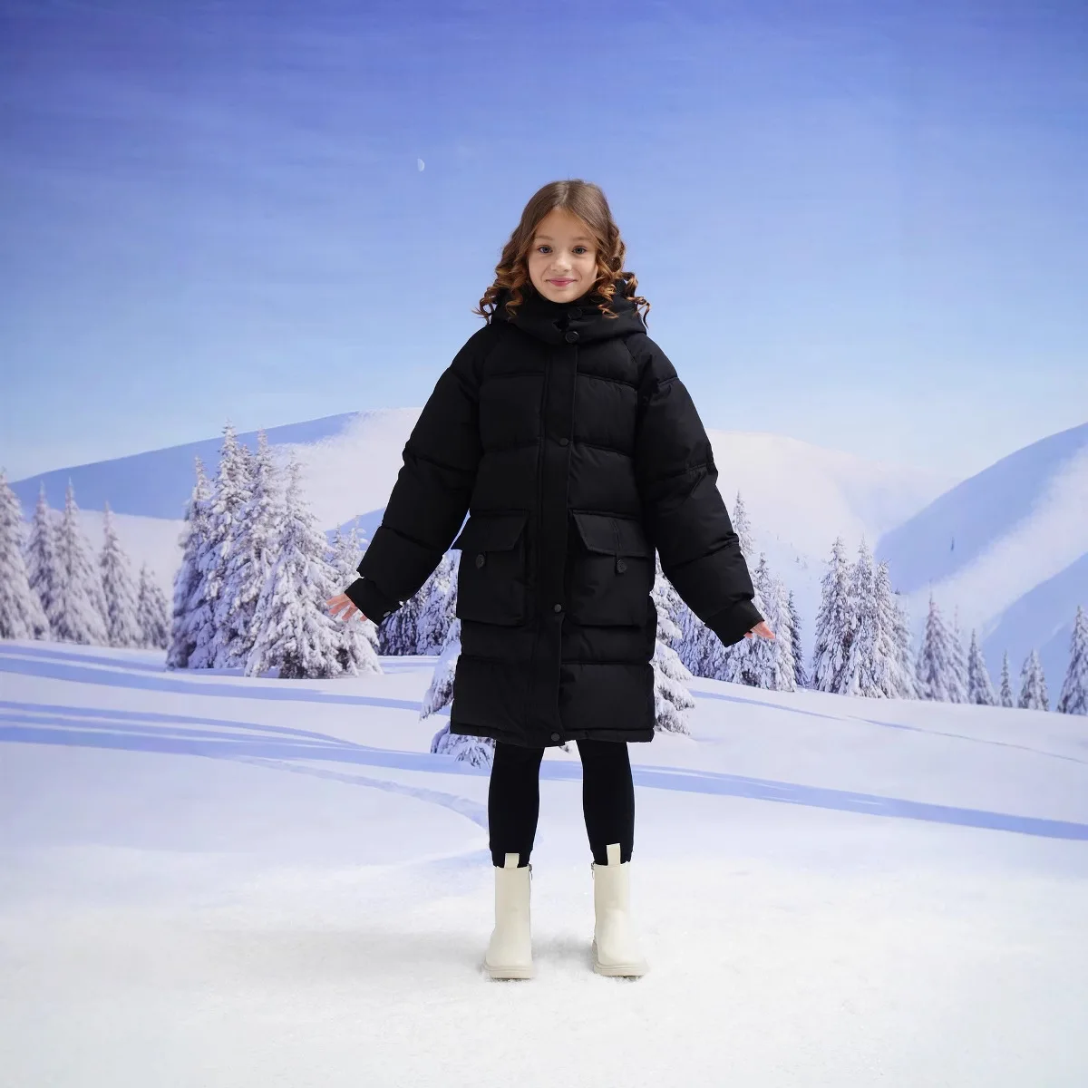 

mid-length Korean version of Children's winter thickened down cotton-padded jacket for girls