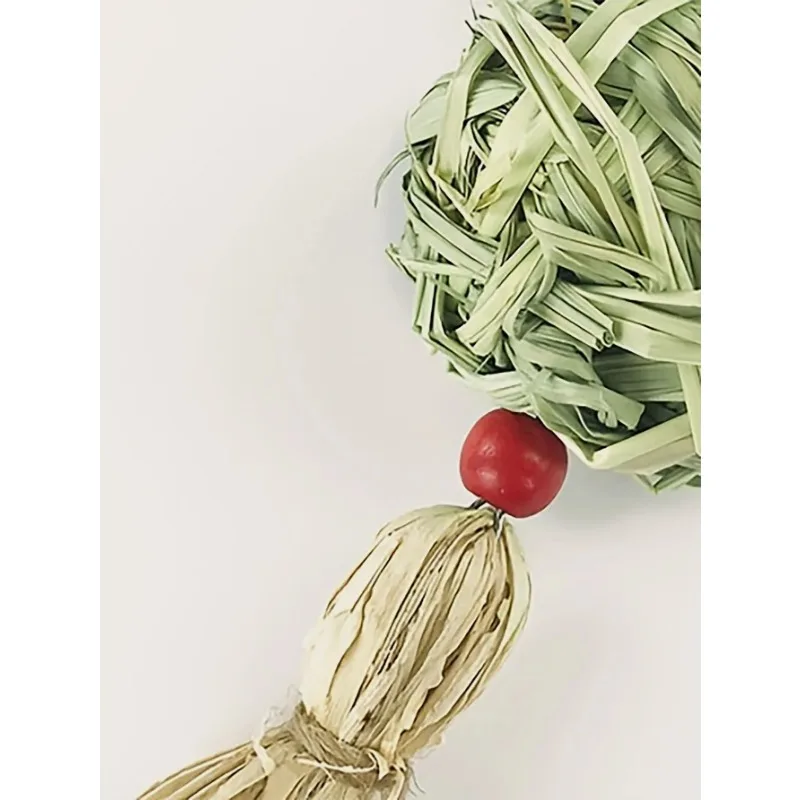 1 قطعة-الحيوانات الأليفة أرنب العشب المنسوجة الكرة معلقة سلسلة أرنب لعبة طحن