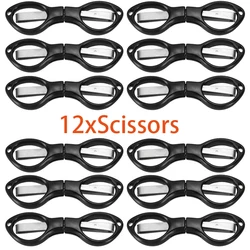 12Pcs Folding Scissors Glasses Shaped Mini Shear for Home and Travel Use