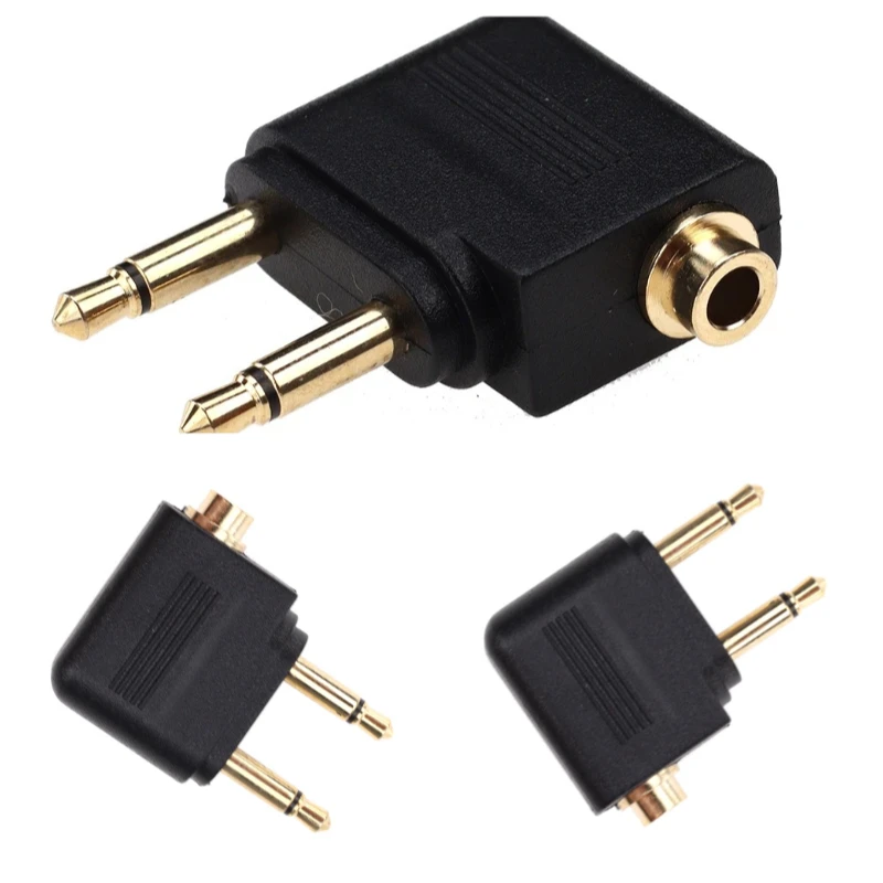 

100pcs Gold Plated 3.5mm Jack Plug Airline Airplane Headphone Mono Audio Adapter Converter Travel Earphone Splitter Connector