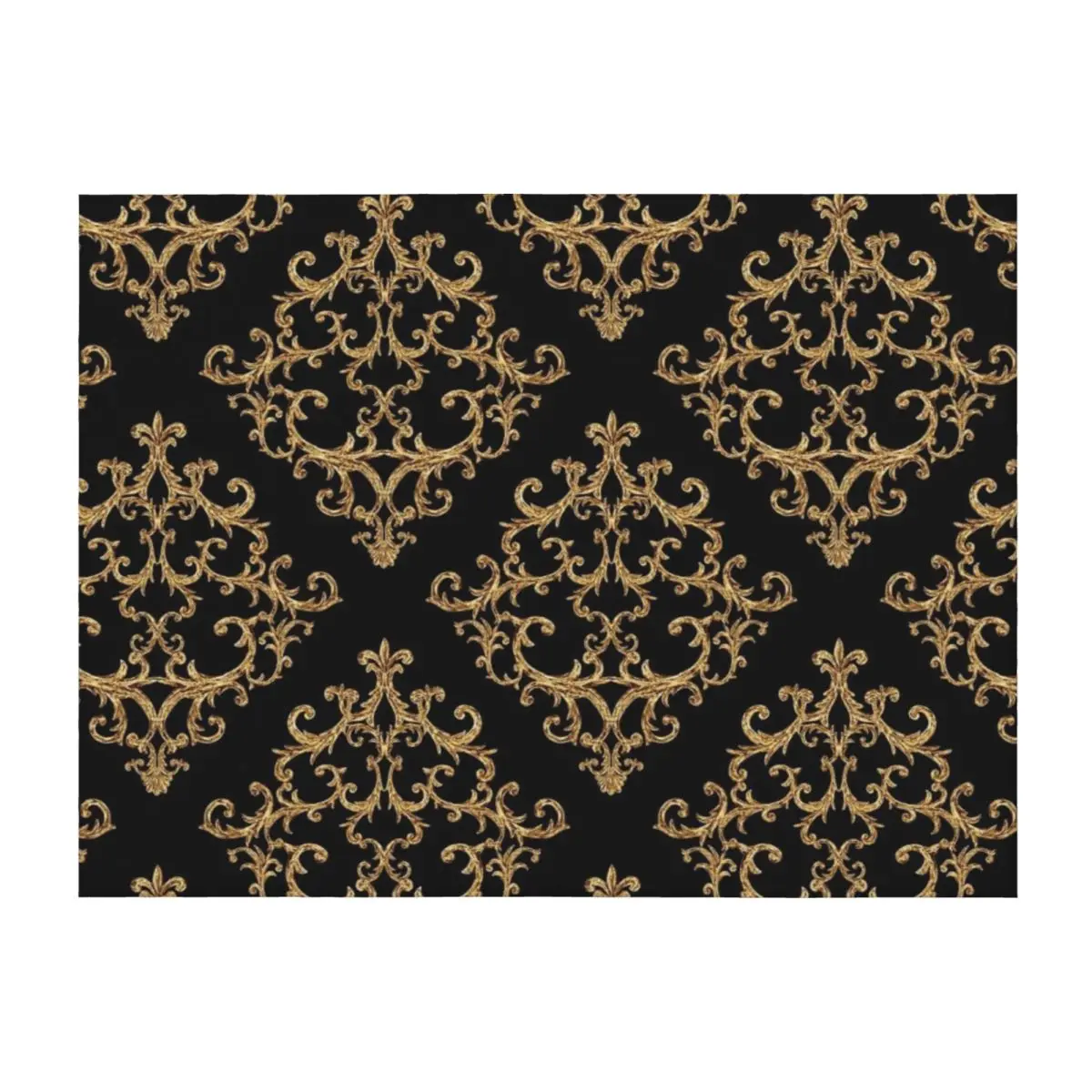 

Black and gold pattern Throw Blanket Flannels Luxury Throw Hairy Vintage Blankets