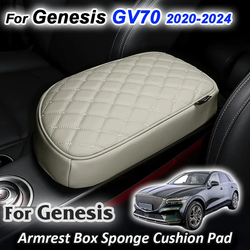 

For Genesis GV70 2020 2021 2022 2023 2024 LHD Armrest Box Sponge Cushion Pad Leather Protective Cover Mat accessories interior