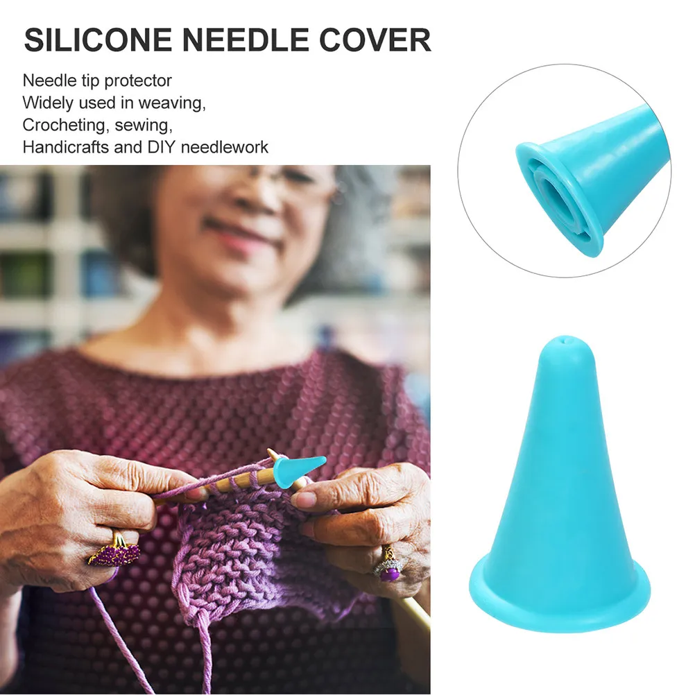 12Pcs Needle Caps Silicone Knitting Accessories Protective Cover Prevent Slipping Soft Point Stoppers for DIY Needlework