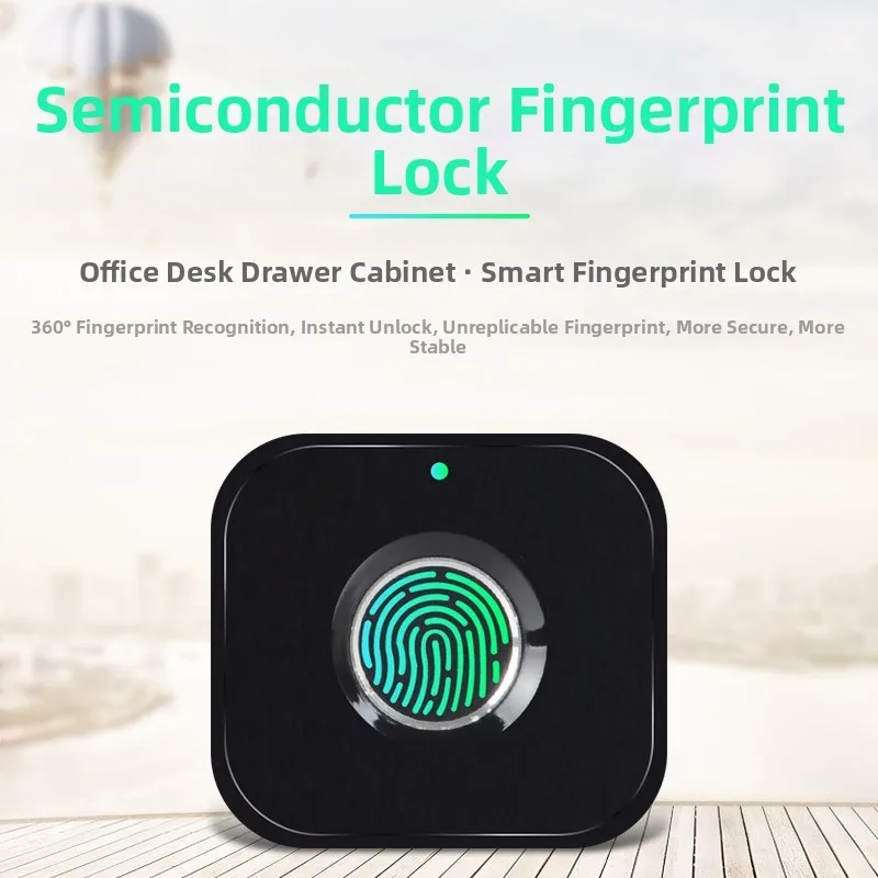 Smart Keyless Fingerprint Lock for Cabinets Drawers Wardrobes 20 Registered Users 9x3.6x3.6cm Black ABS Construction
