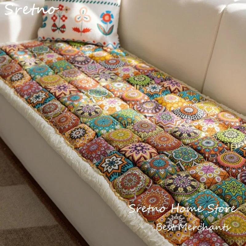 

Sretno Bohemian Sofa Cushion Противоскользящие всесезонные универсальные подушки для сиденья с татами, которые можно использовать в качестве коврика для домашних животных для собак и кошек