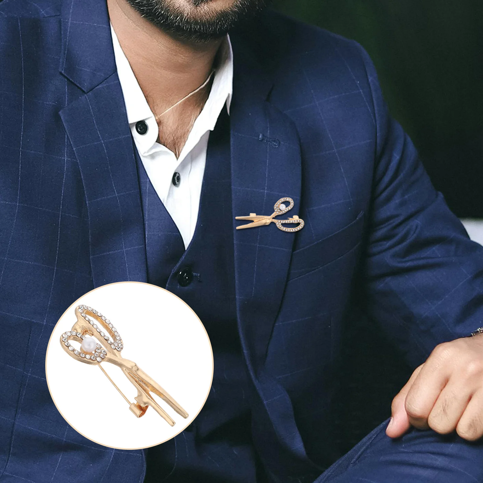 

Small Scissor Rhinestone Brooch Pin Alloy Clothes Lapel Pin for Women Suits Scarves Fashion Brooch Jewelry Brooches for Women