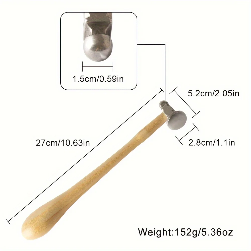 Marteau à double face pour ajouter une dimension texturée aux travaux métalliques, manche en bois de 10,63 pouces